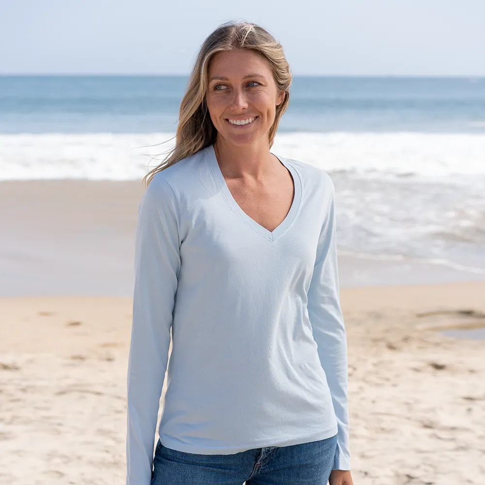 Womens Long Sleeve V-neck