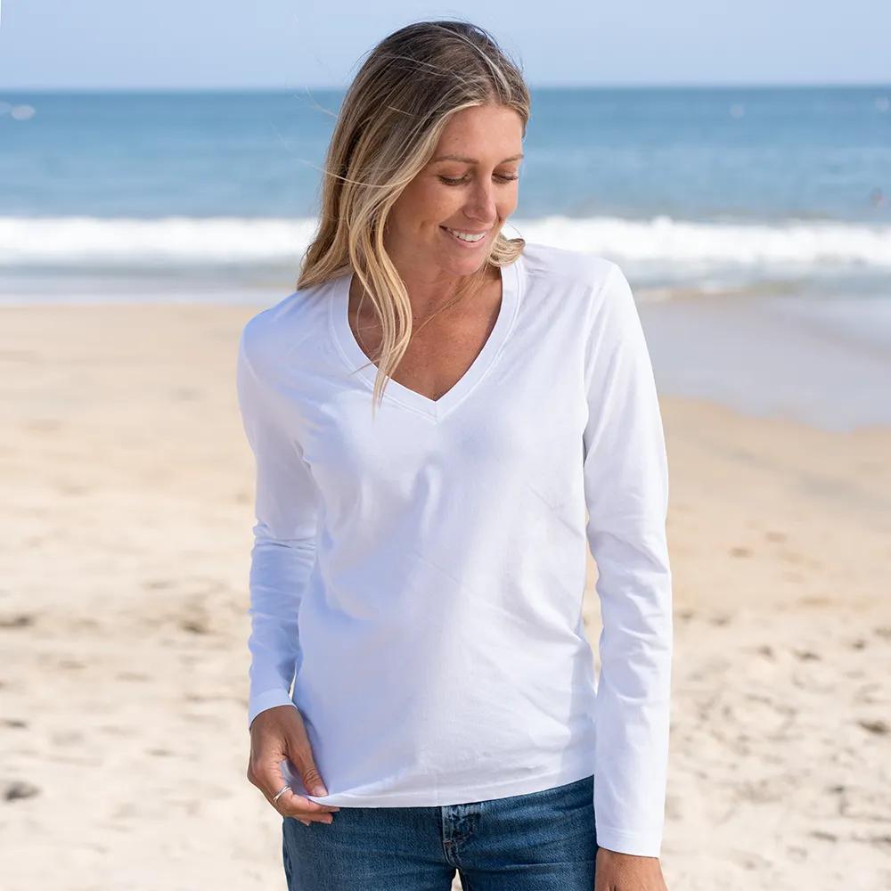 Womens Long Sleeve V-neck