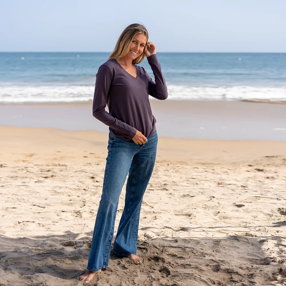 Womens Long Sleeve V-neck