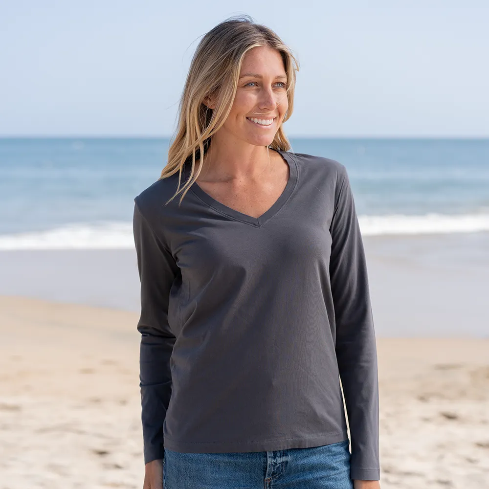 Womens Long Sleeve V-neck