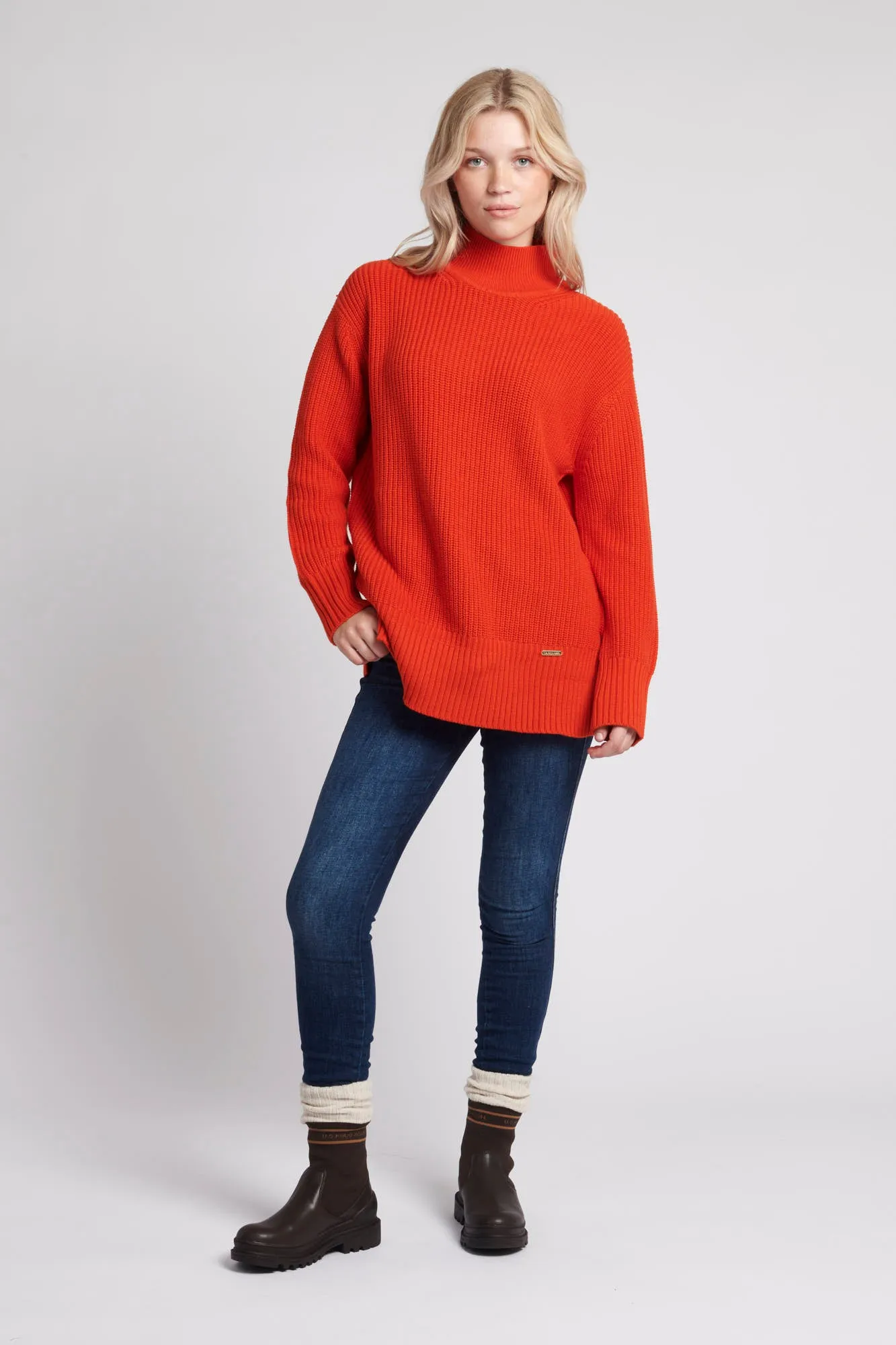 Womens Loose Split Cuff Jumper in Pureed Pumpkin