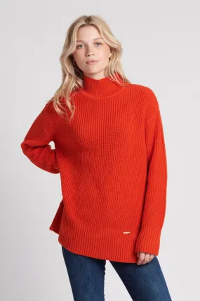 Womens Loose Split Cuff Jumper in Pureed Pumpkin