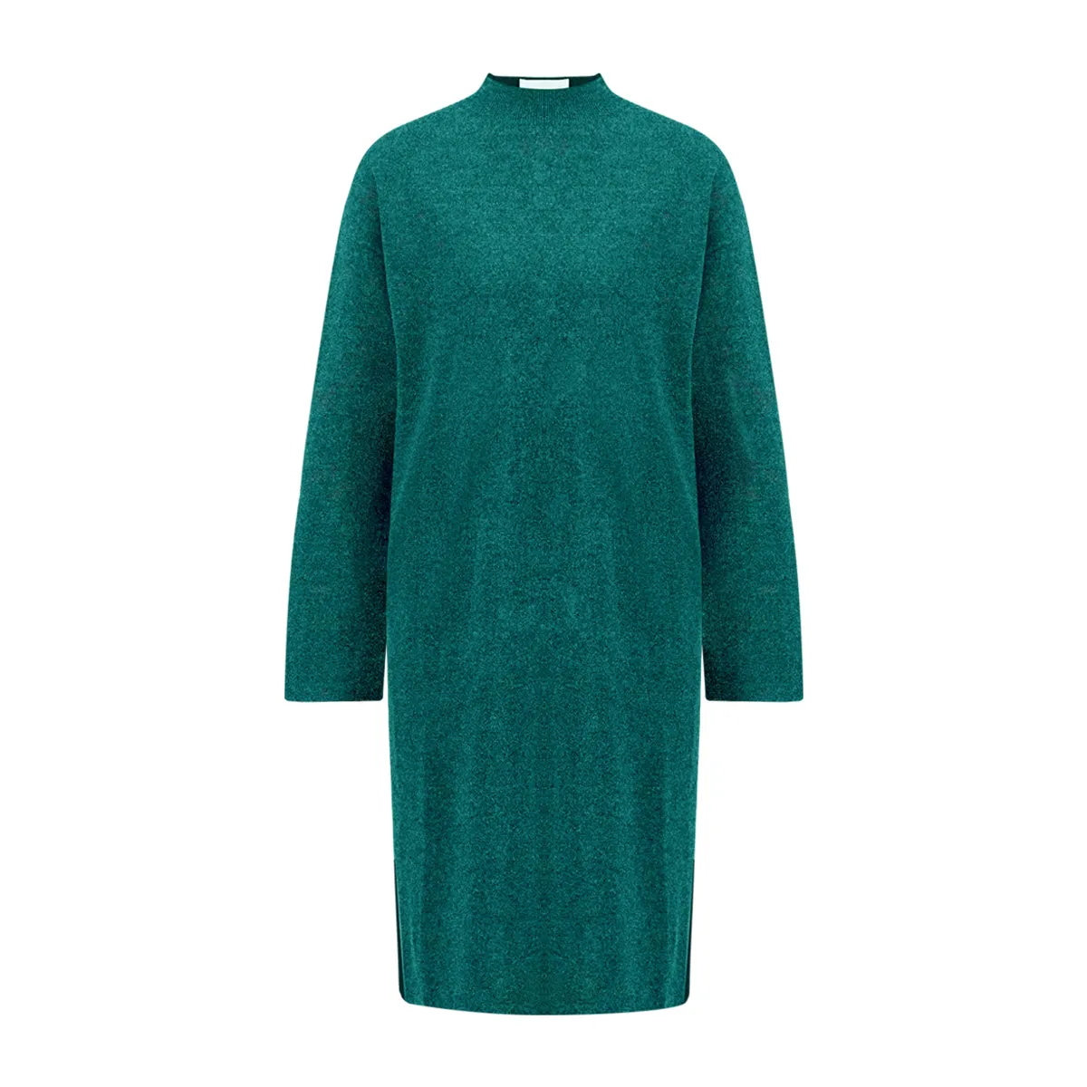 Womens Mock Neck Side Slit Long Knitted Sweater Dress