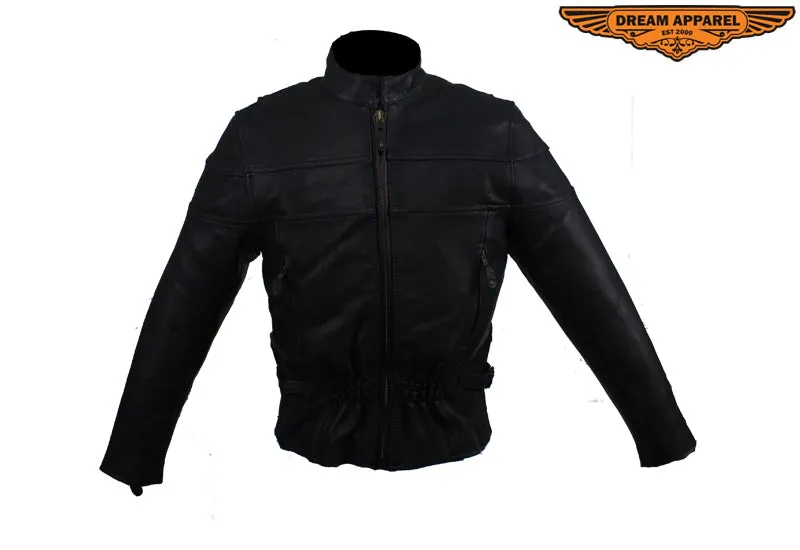 Womens Racer Motorcycle Leather Jacket