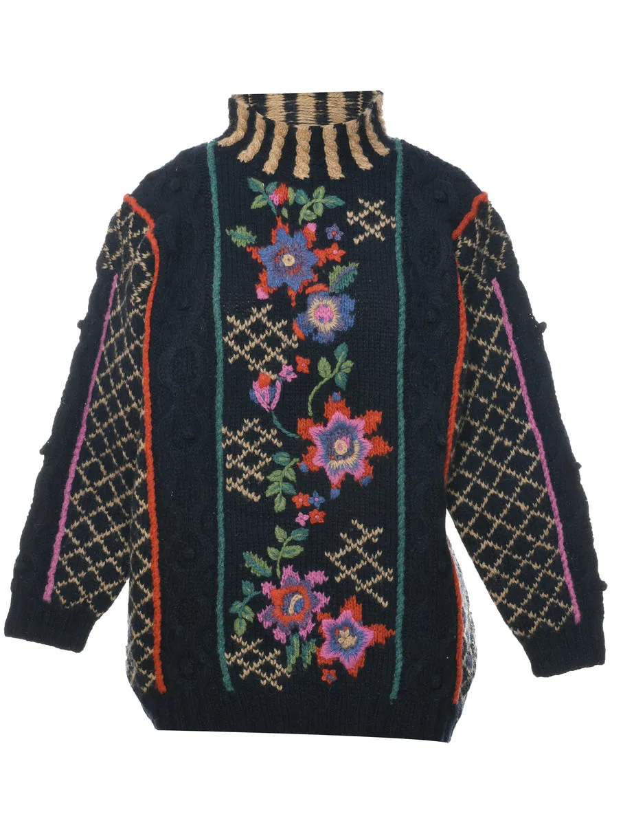 Wool Embroidery Jumper - M