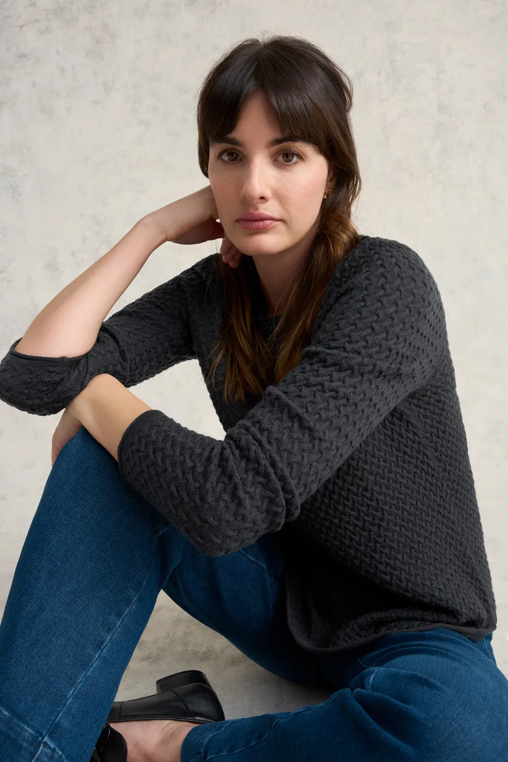 Wool Textured Jumper - Platinum