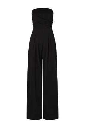 'Yves Uro' Gathered Jumpsuit - Black